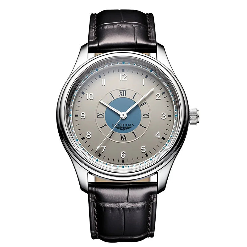 Men's luxury watch with leather strap - 40% off