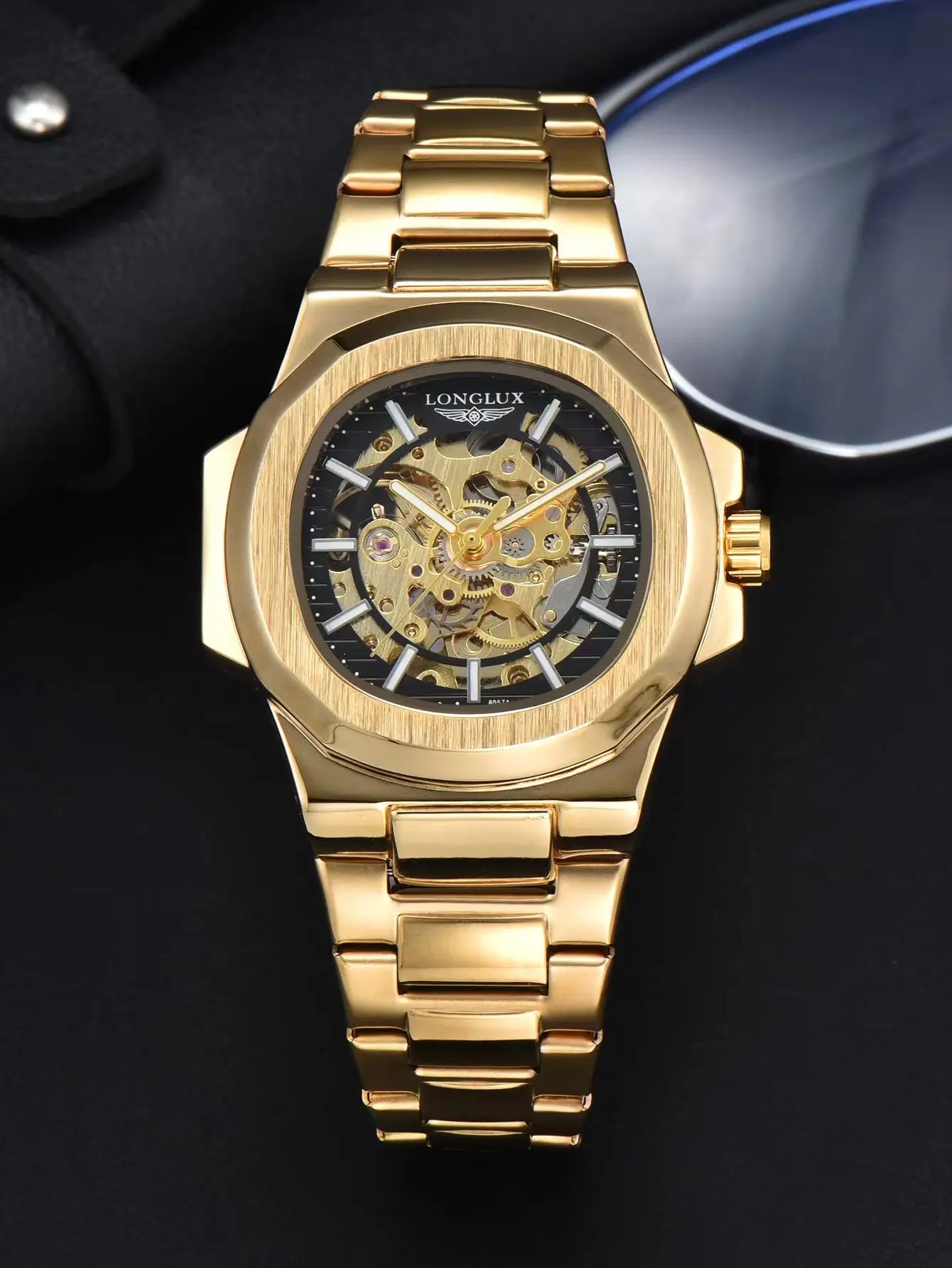 LONGLUX Men's Luxury Stainless Steel Automatic Mechanical Watch