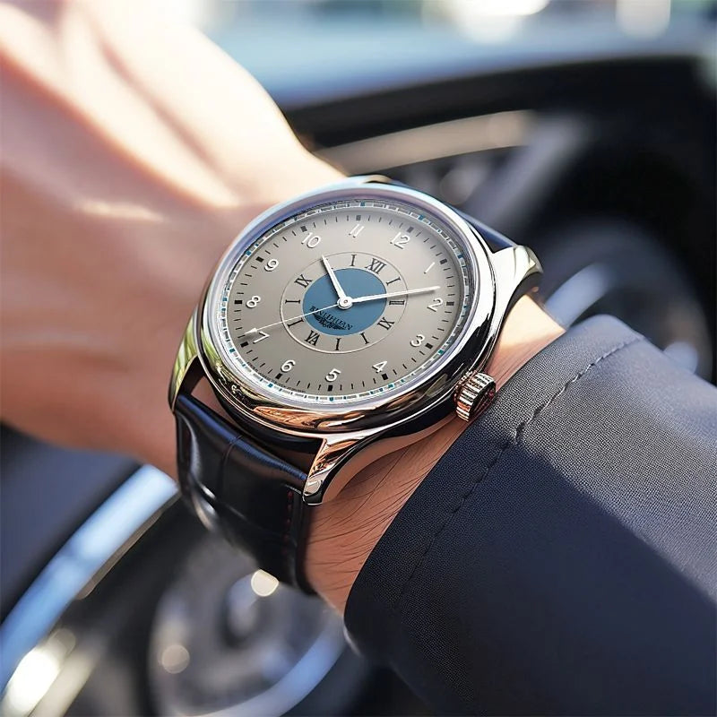 Men's luxury watch with leather strap - 40% off