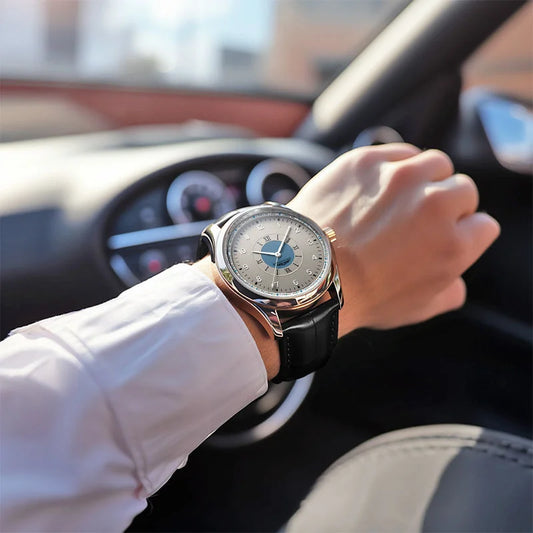 Men's luxury watch with leather strap - 40% off