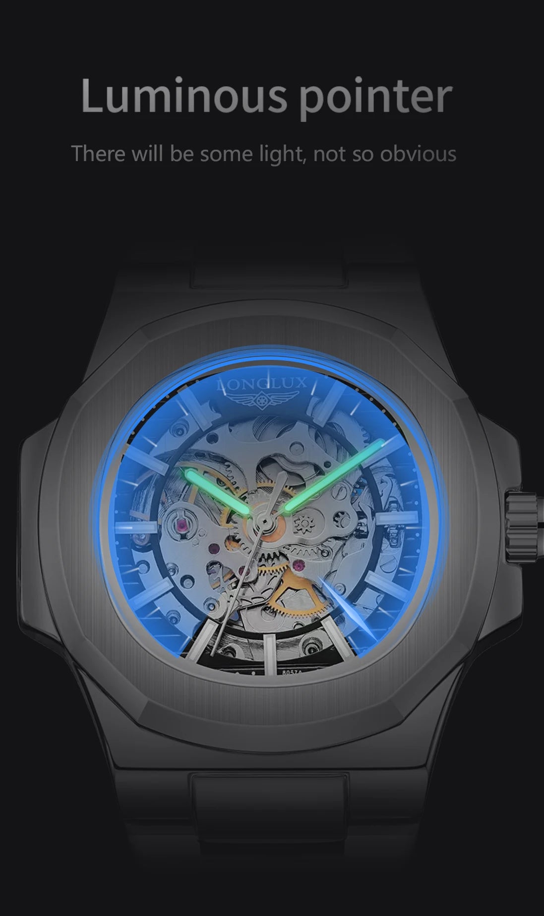 LONGLUX Men's Luxury Stainless Steel Automatic Mechanical Watch